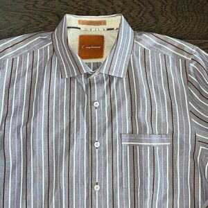 Amazing Men’s Purple stripe Party Tommy Bahama summer shirt button down collar L